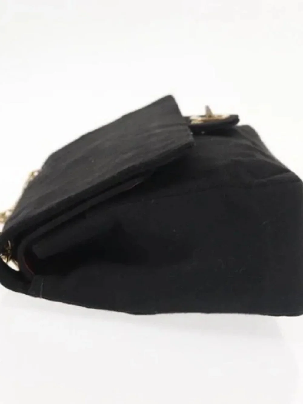 CHANEL Matelasse 25 Chain Shoulder Bag cotton Black Gold CC Auth gh984